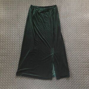 VINTAGE 90s BECHAMEL DARK GREEN FAUX VELVET MAXI SKIRT SIZE SMALL